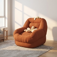 Fauteuil inclinable en velours avec rangement - Siège individuel compact pour chambre/balcon/salon - Chaise nid douillet de luxe