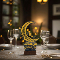 614099 Décoration de table Eid Mubarak scintillante avec croissant de lune islamique et lanterne pour le Ramadan et l'Eid