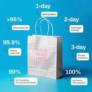 RTS General Size Custom Takeaway Kraft Paper Fast Food Packaging Shopping Bag Clothing Packaging Paper Bag Hand Length <b>Ribbon</b> - Product Image 5