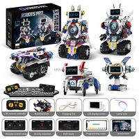 Robot télécommandé 5 en 1, ensemble de blocs en plastique, puzzle, multifonctionnel, programmation par application à quatre canaux, jouets éducatifs pour enfants