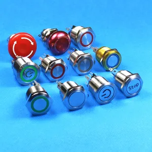 25mm anti-vandal stainless steel illuminated IP67 waterproof metal pushbutton with blue ring led and double connections