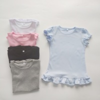 Vêtements de bébé à manches bouffantes bas de dentelle filles t-shirts vierges t-shirts drôles t-shirt vierge pour sublimation