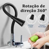 Robinet de cuisine et de salle de bain moderne FEIDU à poignée unique, à poser sur comptoir, avec bec flexible rotatif à 360 degrés, finition chromée ou noire, en céramique