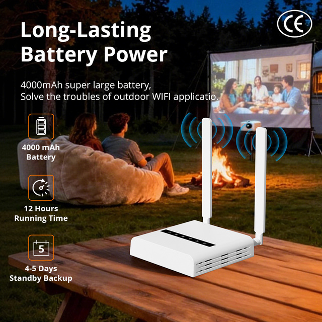 JIMI Supplier R&D 4000mAh Battery Powered CPE Router External Antenna 300mbps 2.4G Wi-Fi VPN MIFIS Pocket Wifi Vsim Esim Router
