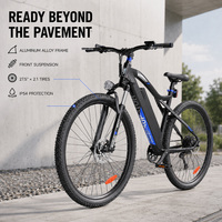Vélo de montagne électrique en aluminium à 9 vitesses, moteur arrière sans balais 250W, batterie lithium 36V 13Ah, vitesse maximale 25 km/h, autonomie 60 km