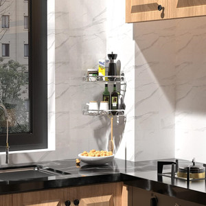 Estante de Almacenamiento Triangular de Pared de 2 Niveles con Adhesivo Fuerte <span class=keywords><strong>ANA</strong></span>, Juego de Organizador de Ducha Esquinero para Baño y <span class=keywords><strong>Cocina</strong></span> - Product Image 6