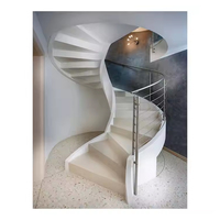Berman personnalisé blanc spirale en bois marche bois bande de roulement marbre escalier Design à la mode pour Villa escaliers intérieurs