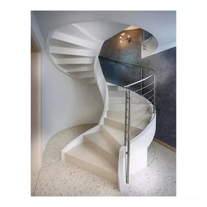 <span class=keywords><strong>Berman</strong></span> tapak marmer tapak kayu Spiral putih tapak kayu desain modis untuk tangga dalam ruangan Villa - Product Image 2