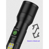 QXMOVING Lampe torche LED tactique de poche, rechargeable par USB, étanche, à faisceau puissant, zoom, pour le camping et la randonnée, en alliage d'aluminium