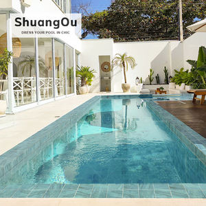 بلاط سيراميك حمام سباحة مُزجج باللون الأزرق المرنة بلاط سيراميك مُزجج مربع الشكل من البورسلين بنمط Backsplash - Product Image 2