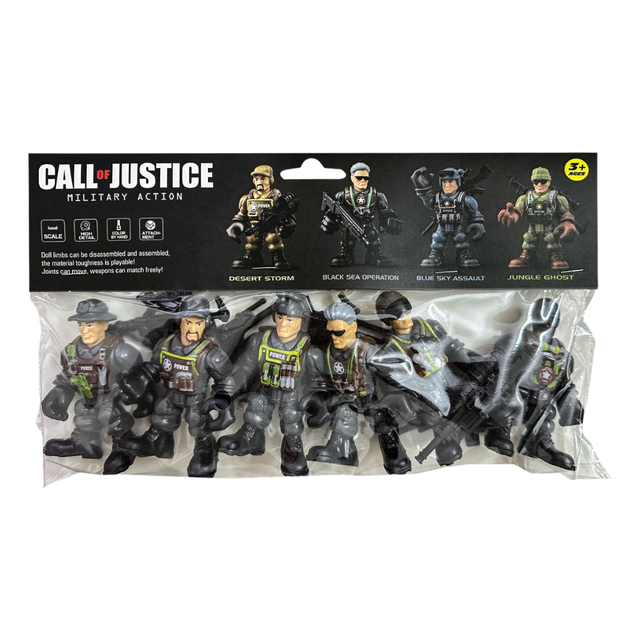 4-Color 3-Inch ABS/PVC Army Men Action Figures-6-Piece Assemble Soldier Toy Set with Weapons for Kids 3+ EN71/CE Certified