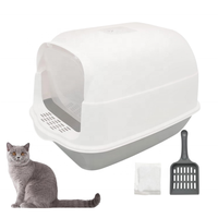 Litière pour chat extra large anti-éclaboussures en gros, design semi-fermé, toilette pour chat en plastique