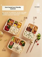 Boîtes à lunch jetables 3/4/5 compartiments, emballages écologiques biodégradables pour étudiants, utilisables au micro-ondes et au réfrigérateur