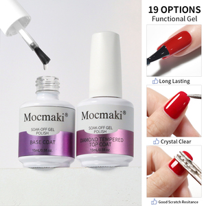 Venta al por mayor OEM: Serie de esmaltes de uñas en gel UV funcionales profesionales de 15ml con base de goma, capa superior templada y <span class=keywords><strong>primer</strong></span> para salón. - Product Image 5