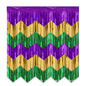 Guirlande de bannière de carnaval, rideau de pluie, rideau à franges ondulées violet, or, vert, drapeau à tirer, décoration de fête du festival de <span class=keywords><strong>la</strong></span> Nouvelle-Orléans - Product Image 2