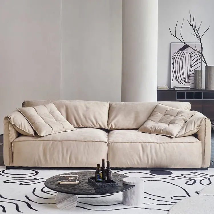 Italy design home furniture nubuck fabric feather sofa living room three seat sofa for apartment