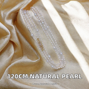 Collar de Perlas de Agua Dulce en Forma de Arroz Blanco, Cadena de Perlas Sueltas de 120 cm de Largo, para Regalo de Boda o Fiesta - Product Image 2