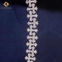 Bracelet en diamant de laboratoire populaire, chaîne cubaine croisée de 8,5 mm, collier et bracelet pour homme, diamant glacé, argent 925
