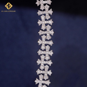 Lab Grown Diamond Bracelet Popular 8.5mm Cross Cuban <b>Chain</b> Cuban Link <b>Chain</b> Necklace Bracelet Men <b>Iced</b> <b>Out</b> Diamond 925 - Product Image 6