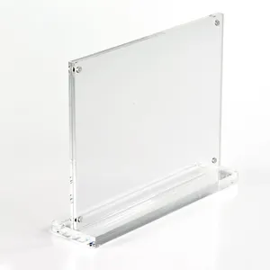 Double-sided Magnetic Transparent T-shaped Display Stand Acrylic Desktop Menu Display Photo Frame