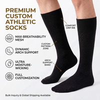Chaussettes de sport pour hommes personnalisées avec logo, respirantes, en maille, confortables, avec coussinets, chaussettes de sport mi-mollet, chaussettes habillées en mélange de polyester tricoté de qualité supérieure, vente en gros OEM