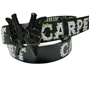 Nuovo Design stile Punk donna moda borchie cintura vera pelle fibbia personalizzata e Logo strass - Product Image 2