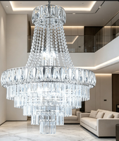 Lustre moderne RHD en cristal K9 doré à LED, style hôtel de luxe pour maison et villa, alimentation CA, télécommande, éclairage brillant