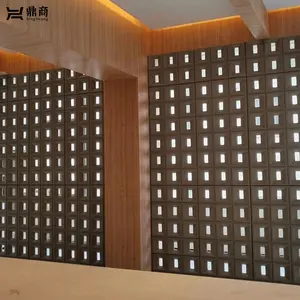 PU Artificial Stone Culture Wall Panel 3D Decorative Hollow Grid Wall Partition Sheet Fun Interior Decoration