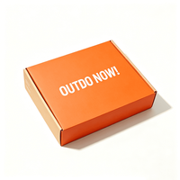 Boîte d'expédition en carton ondulé Kraft avec intérieur entièrement imprimé orange pour équipement de camping et de sport en plein air, emballage cadeau avec slogan personnalisé