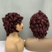 Peluca de Cabello con Cutículas Alineadas, Pelucas Bob Sin Encaje, SDD 8 Pulgadas de Color # Pelucas de Cabello Humano con Flequillo y Rizos Primaverales 99J