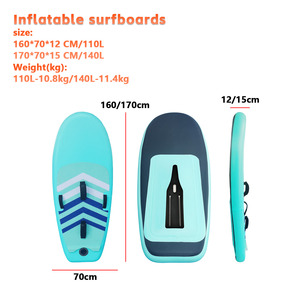 Planche de surf gonflable hydrofoil/aerofoil personnalisable 110L/140L, bleu ciel, double PVC, base en fibre de carbone pour adultes et enfants, océan - Product Image 1