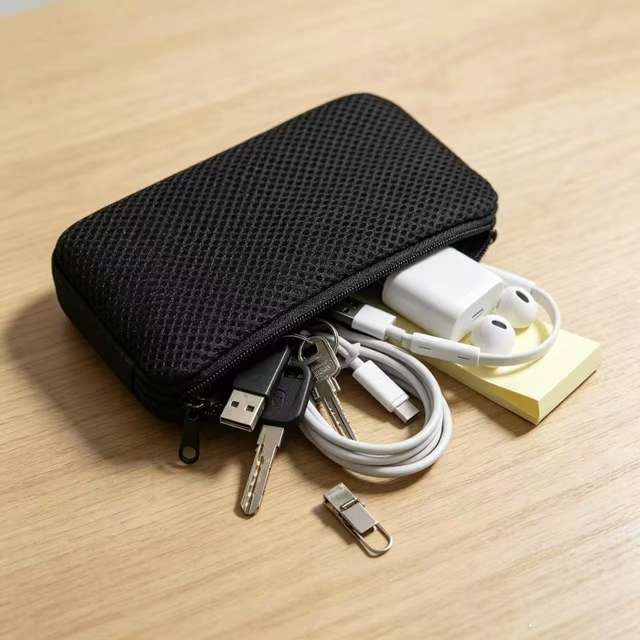 3D Air Mesh Zipper Storage Pouch, Breathable, Foldable, Multifunctional, Portable, Polyester Mesh Bag for Outdoor Travel