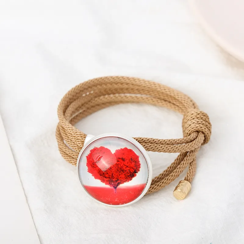 Pulseira personalizada de alta qualidade, bracelete de liga de zinco para mulheres e homens, resina, trançada, manual
