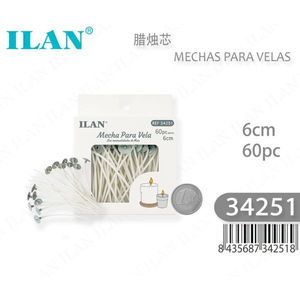 Mèches de bougies Ilan 6cm 60 pièces pour bougies DIY - Product Image 1