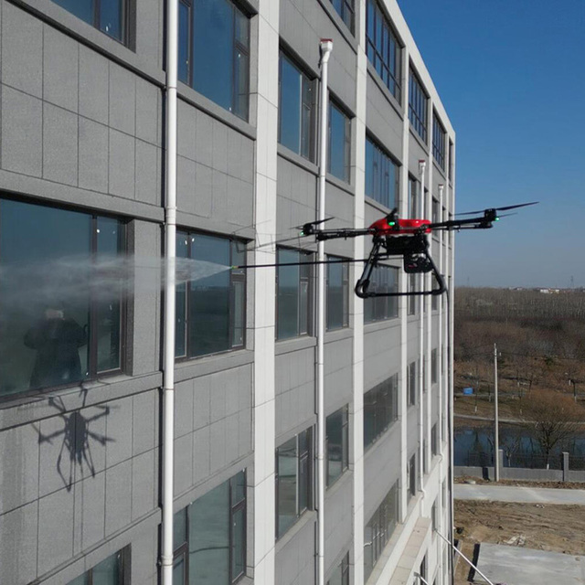 Autostabilized Flight Cleaning Drone Uniform Pressure Coverage Multi Storey Exterior Window Washing Drone