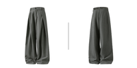Pantalon de costume gris pour homme, coupe large, très ample, avec plis avant, passants de ceinture, bouton de taille, poches obliques, ourlet ouvert, coupe ajustée et tombé fluide, pour le quotidien