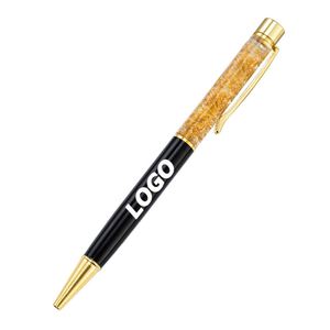 Custom <b>Gold</b> Foil Ballpoint <b>Pens</b> - Promotional Metal Twist <b>Pens</b> with Logo Printing - Product Image 1