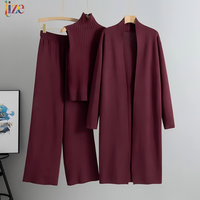 Sonbahar Kış 3 Parça Kadın Hırka Eşofman Takımı Moda Örme Pantolon Takımı Bayanlar Vintage Moda Bayanlar 3 Parça Takım Süveter Takım