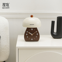 WOZOOM Horloge de table Décor de bureau naturel Horloge de maison champignon Art déco Bureau Café Art Horloge de bureau moderne