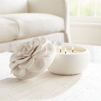 Stoples Lilin Keramik Matte Kreatif Dengan Tutup Bunga, Wadah Kosong untuk Pembuatan Lilin
