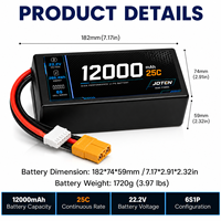 Аккумулятор JOTEN 22.2V 6S 12000mAh 25C LiFePO4 полутвердотельный с высокой скоростью разряда и разъемом XT90 для БПЛА, мультироторных дронов и летательных аппаратов