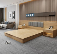 Cadre de lit plateforme en bois minimaliste, design durable, personnalisable pour hôtels, maisons et gîtes