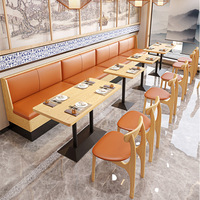 Ensemble de mobilier commercial moderne et minimaliste en bois massif sans peinture pour restaurants, formes carrées/rondes/rectangulaires, idéal pour la restauration et les salons de thé.