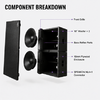 LA-SB28 18" X 2 1600W RMS 4 Ohm Enceinte Line Array Durable Écologique pour Concerts en Extérieur et Performances Scéniques Audio Professionnel