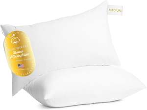 Almohadas de Lujo 100% Algodón, 2 Piezas, Almohadas de Cama Hipoalergénicas y Refrescantes, Alternativa al Plumón, Soporte Medio para Dormir de Lado y Boca Arriba - Product Image 1