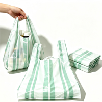 Sac gilet jetable en PEHD rayé vert menthe épaissi, pliable, étanche, pour courses quotidiennes et emballage plastique
