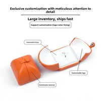 Boîte à bijoux dôme double porte en cuir PU orange vif avec logo personnalisé A1 – Fournisseur en gros premium