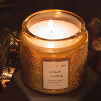 8x8,8CM Geprägte Bernsteinfarbene Aromatherapie-Kerzengläser mit Metalldeckeln Leere Kerzenhalter für Hochzeiten