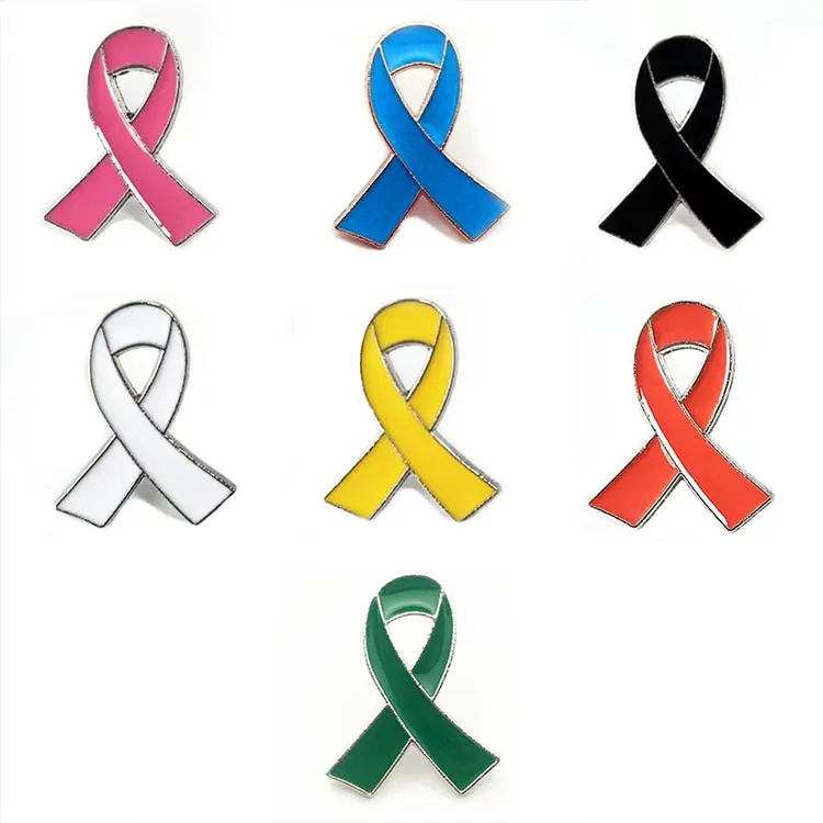 wholesale metal custom ribbon pins breast cancer awareness lapel pin own yor logo enamel pink ribbon pins