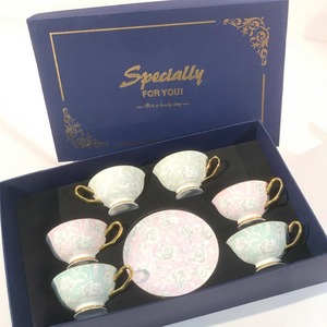 Juego de Tazas de Café de Porcelana Fina Elian Ya, Diseño Vintage de Lujo, Caja de Regalo para Cumpleaños y Bodas - Product Image 2